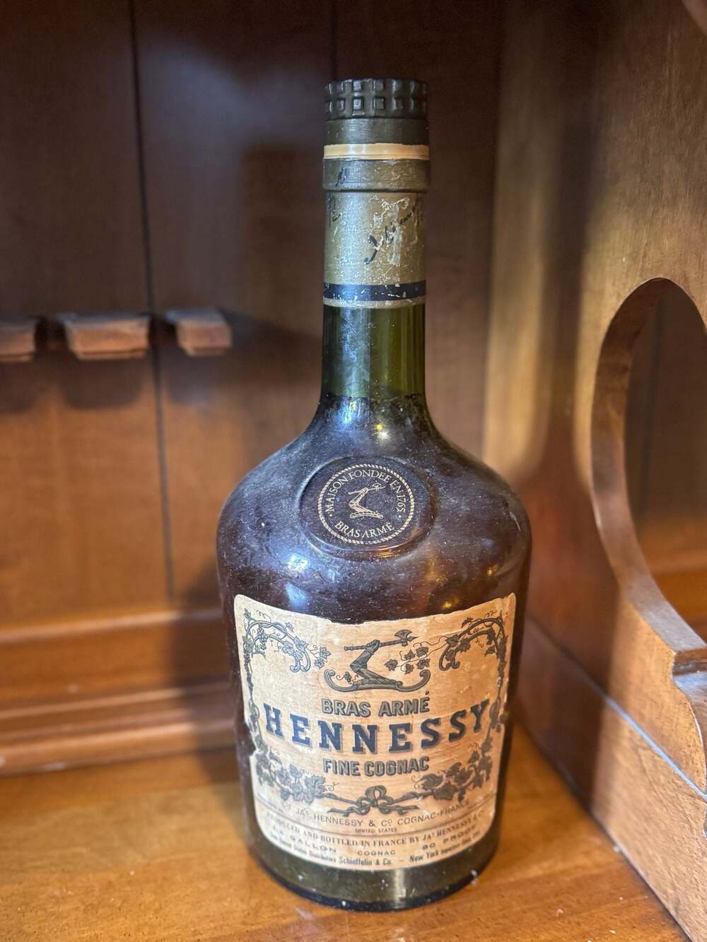 Vintage Hennessy Bras Armé Fine Cognac Bottle